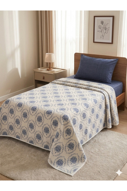 French Bouquet Patterned Single Bed Sheet with Elastic Pique Set