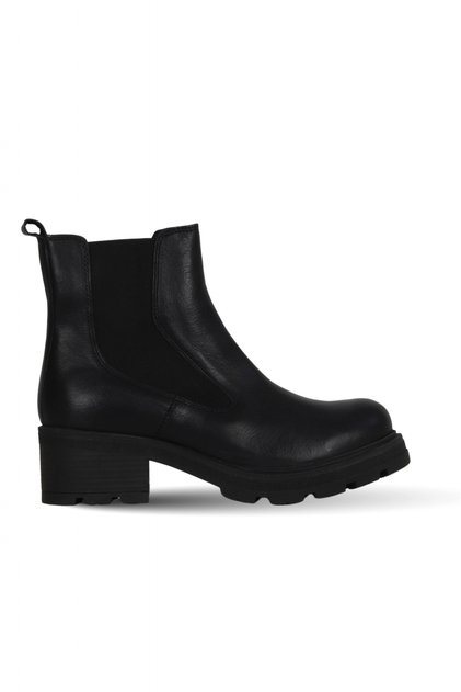 Black Leather Women's Wedge Heeled Boots 01Wd2300