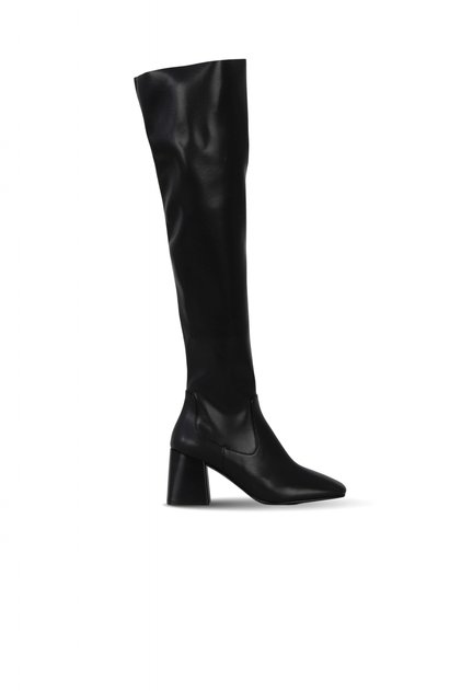 Black Leather/Stretch Women's Heeled Boots 42Wc6304