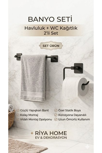 Kare Yapışkanlı Uzun Havluluk, Tuvalet Kağıtlığı 2’li Set