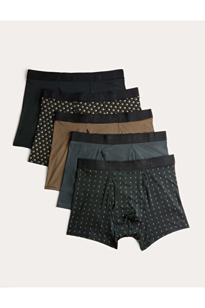 5’li Geometrik Desenli Boxer Seti