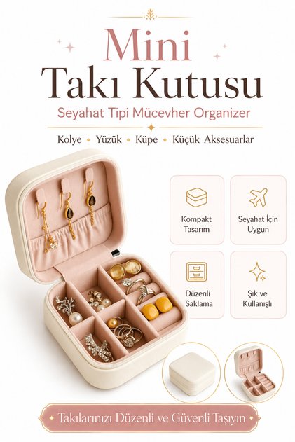Mini Jewelry Box Travel Type Jewellery Case Necklace Ring Earring Organizer Jewelry Organizer White