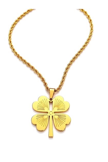 Non-Tarnish Steel Long Twisted Chain Four-Leaf Clover Necklace - 60 cm
