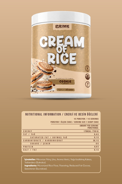 Prime Nutrition Cream Of Rice 750 gram Cookie (Kurabiye Aromalı