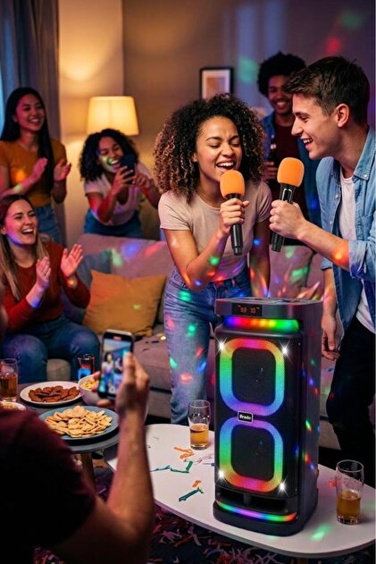 Torima Bluetooth Hoparlör Karaoke Mikrofonlu Rgb Işıklı Speaker