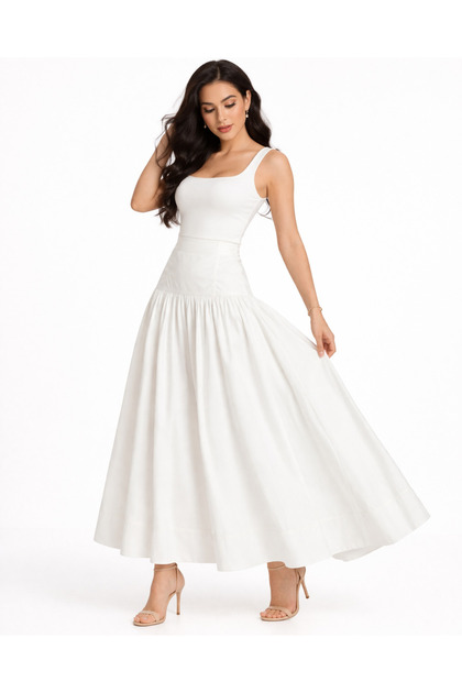 Solid Midi Flared Skirt