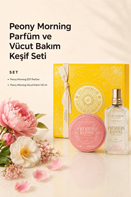 L'Occitane 香水 4本セット L'Occitane Peony Morning Parfüm ve Vücut Bakım Seti, Özel Kutulu