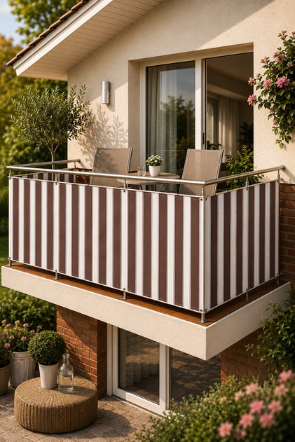 Balcony Iron Brown White Curtain Railing Curtain Any Size Length X Width with Metal Rings