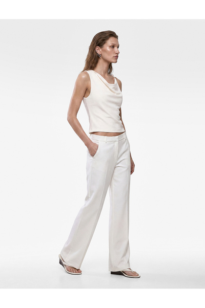 X Melis Ağazat - Asymmetrical Collar Sleeveless Blouse with Stone Detail