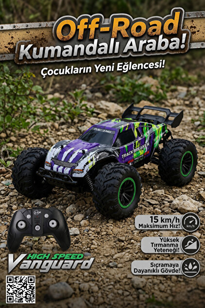 craftivio 40 cm Dev Boy Uzaktan Kumandalı Araba 1:16 Ölçek Şarjlı