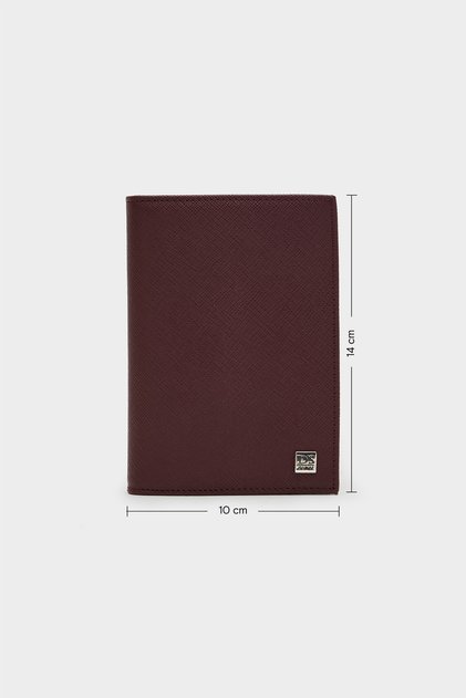 Ds Damat Burgundy 100% Genuine Leather Passport Holder Wallet