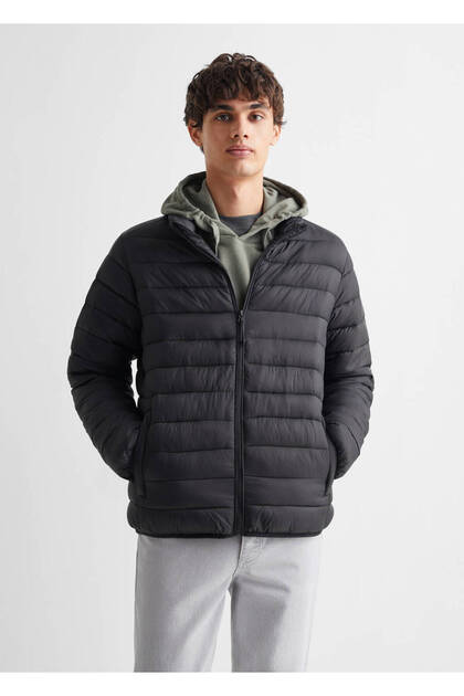 Yandan fermuarlı kapitone anorak
