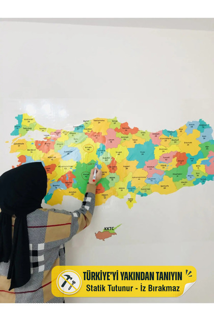 Transparent Colored Turkey Map with Static Cling Feature – 150 X 259 cm