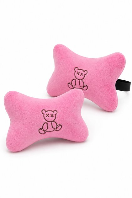 Oto Araç Yastığı Nakışlı Boyun Yastığı 2 ADET BadBear - Ortopedik Konfor