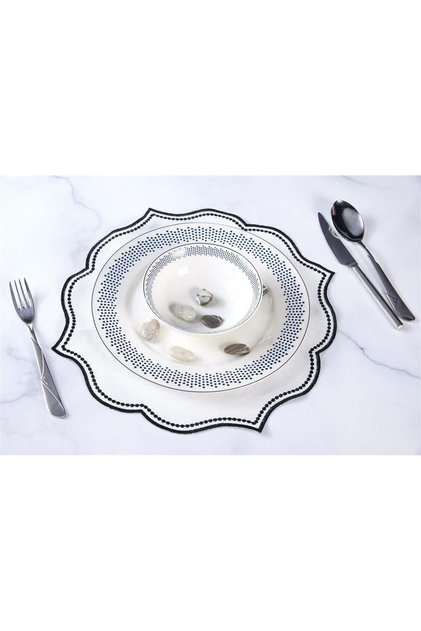 6-piece Lisa linen Effect Charger Embroidered - Machine Washable