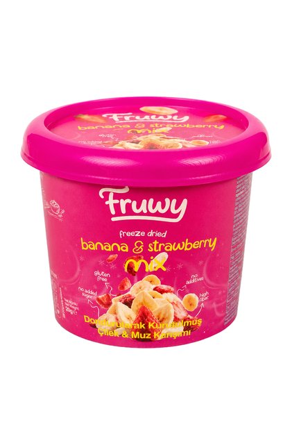 Freeze Dried Muz Çilek Mix Kova (Dondurularak Kurutulmuş Muz Çilek Mix) 20g