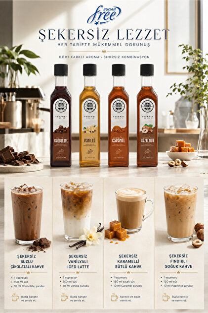 By Tüfekçi Şekersiz (Sugar Free) 8'li Kokteyl ve Kahve Şurubu