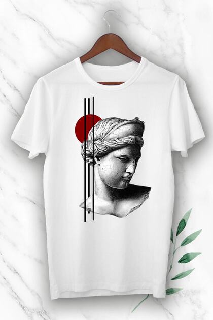 Tricou alb unisex cu imprimeu Zeița șefă a mitologiei Hera