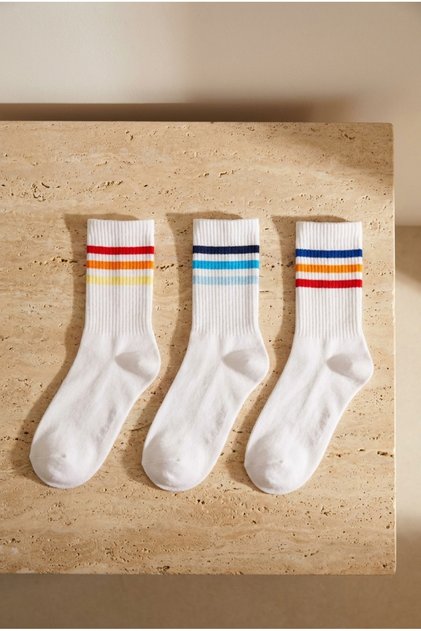 Men's 3-Piece Colorful Striped Socks