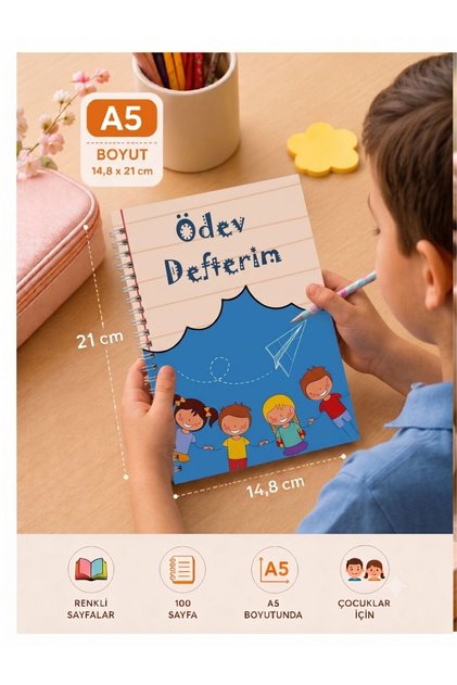 Ödev Defteri / Mavi Defter / Okul Defteri / Çocuk Defteri / Konsept Defter