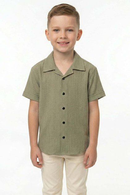 Boy's Shirt with Folded Sleeves and Buttons
