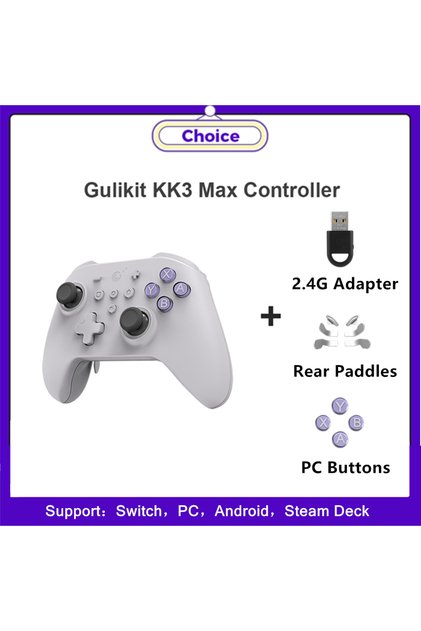 وحدة تحكم Gray GuliKit KK3 MAX NS39 KingKong 3 مع عصا تحكم ومقابض تعمل بتقنية Hall Effect لأجهزة Wi