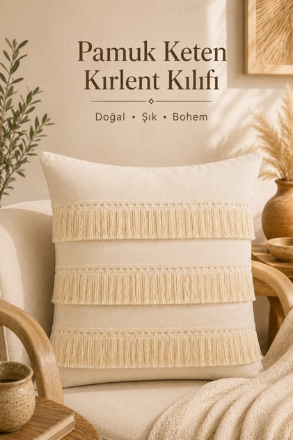 Natural Linen Tassel Throw Pillow Cover Bohemian Rustic Vintage Living Room Decor Decorative Throw Pillow Cover