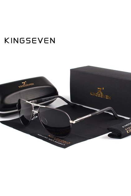 original Gray Black KINGSEVEN Brand Men's Aluminum Magnesium Sun Glasses Polarized UV400 Sun Glasses