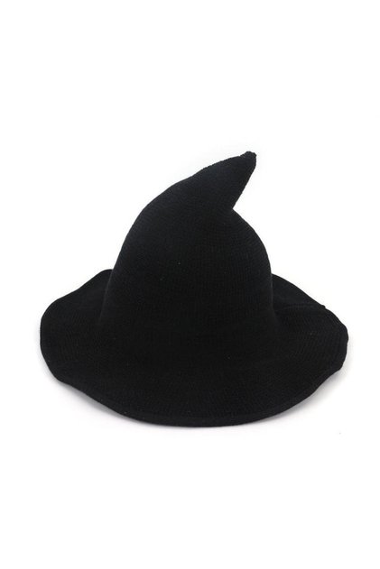 Black Vintage Halloween Woman Witch Hat Costume Wool Knit Hat Party Coseplay Masquerade Witch Hat Ha