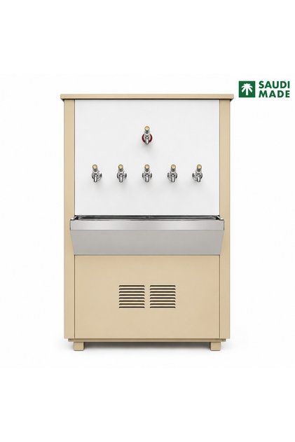 , Commercial Water Cooler, 200L, 5 Taps, Galvanized Steel, Beige - MWC020EGGS5NCS-V1