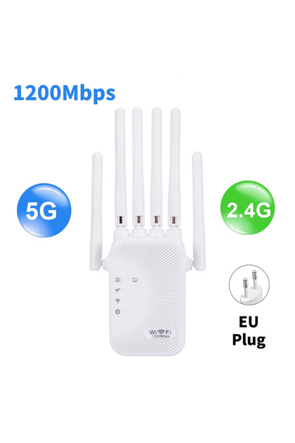 1200Mbps EU Plug 1200/300Mbps Wifi Repeater Amplifier 2.4G 5G Network Expander R