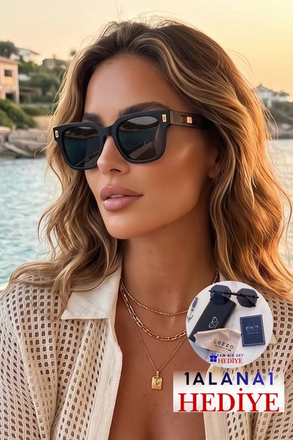 Women's Uv400 Matte Black Sunglasses with Gold Accessories Wp25-09 C2Mat