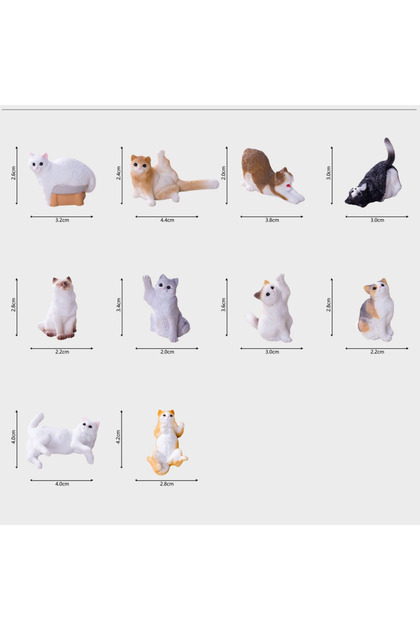 cat 10pc Funny Mini Play Cat Animal Decoration Resin Craft Miniature Figure Tiny for Bonsai Microlan