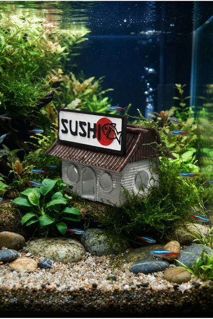 Akvaryum dekoru Sushi Restaurant Komik Akvaryum içi Dekor Organik Plastik