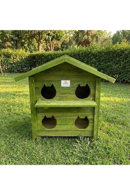 Ahşap Kedi Evi 4 Yuvalı PATİ EMLAK (Dış Ortama Dayanıklı Kedi Kulübesi)