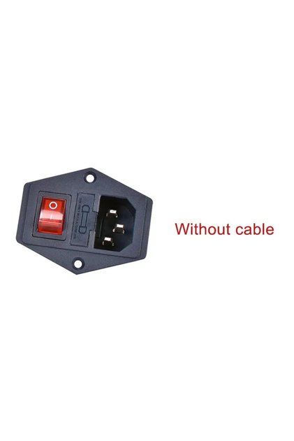 1PCS without Cable 10A250V Inlet Module Plug Rocker Switch Power Switch AC Power Outlet with Red Tri
