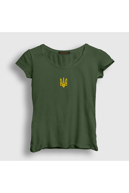 Women's Khaki Coat of Arms Zelensky Ukraine Ukrainian T-Shirt 558919Tt