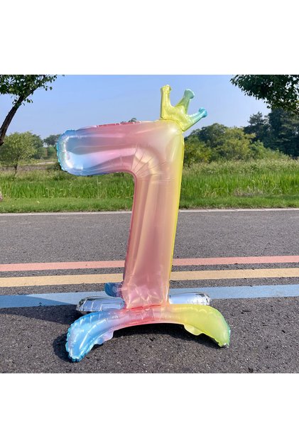 32inch 7 32 inch Rainbow Gradient Digital Standing Balloon Aluminum Film Balloon Photography Prop Bi