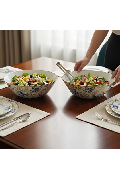Oftast 2 Adet 23 Cm Yaldızlı Salata Kasesi Lacivert Gld Yaldızlı İskandinav