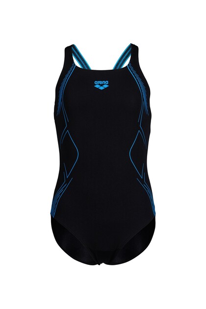 G Graphic Swimsuit Swim Pro Back Black Kız Çocuk Mayosu