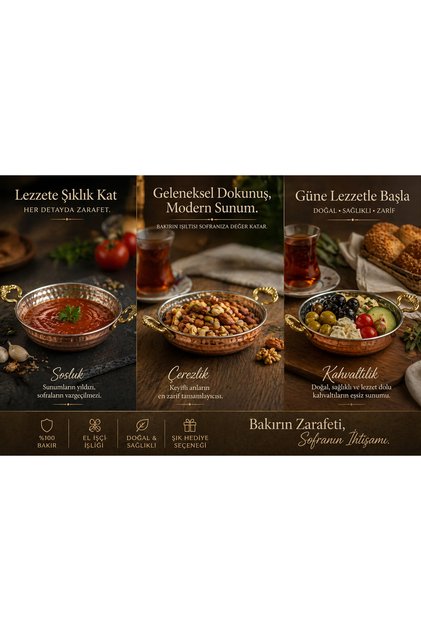 Single Small Size Trabzon Copper Sauce Bowl & Snack Bowl | Handcrafted Breakfast Bowl