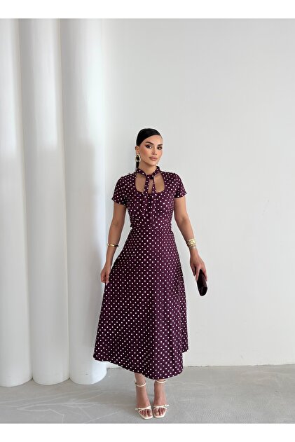graduation dress polka dot Berylove Women Strapless Graduation Dress White Black Polka Dot Midi Holiday Dress, White Black Dot / US24W main image 1
