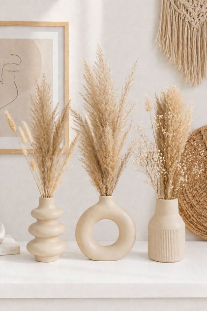 3 LÜ iskandinav Tarzı Bohem Minimalist (11 cm) Vazo Pinterest Pampas Vazosu Dekoratif Aksesuar