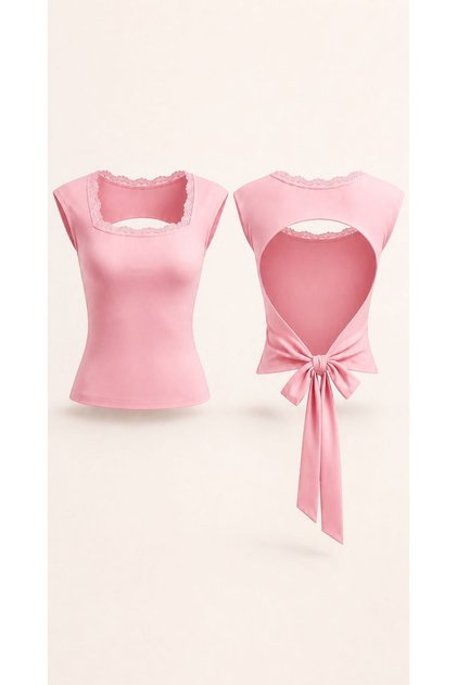 Women's Lace Detailed Square Neckline Backless Stylish Blouse