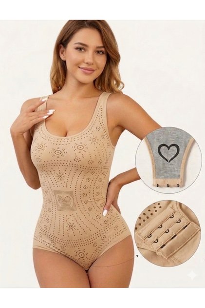 Women's Beige Body Shaper Corset - Adjustable Underbust Shaping Body Shaper with Hooks