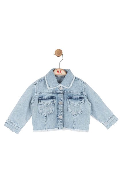 Nk baby girl pockets stone detailed denim jacket 1-4 years blue