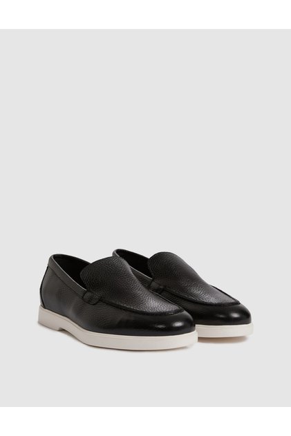 Black 100% Leather Eva Sole Loafer Shoes 50327089-Vr046