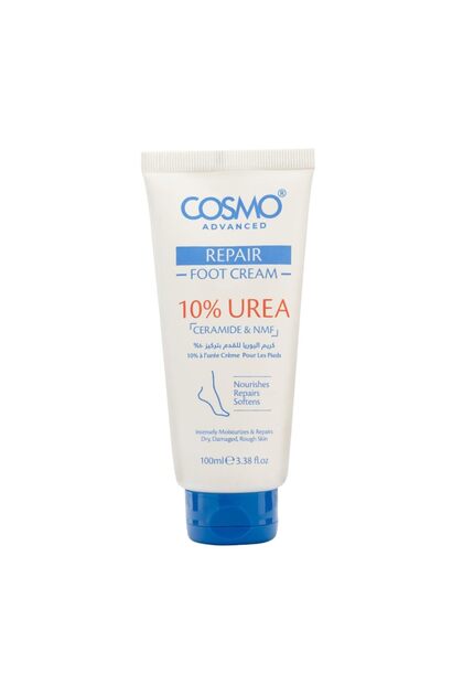 Cosmo Advanced 10% Urea Repair Foot Care & Cream 100ml | Moisturizer & Soften For Dry, Cracked Heels, Damaged, Rough Feet | Lightweight, Fast Absorbing | Non Sticky | Non Greasy | For All Skin Types