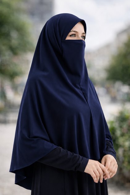 Ready-To-Wear Turban Veil Practical Combed Cotton Hijab with Niqab - Prayer Covering Hijab (5XL)