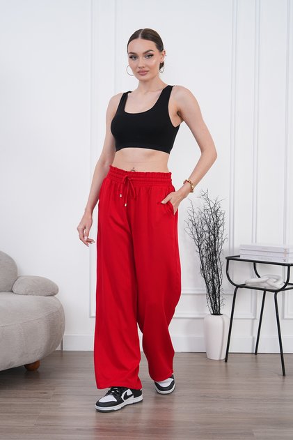 Linen Blend Loose Fit Belmando Red Trousers